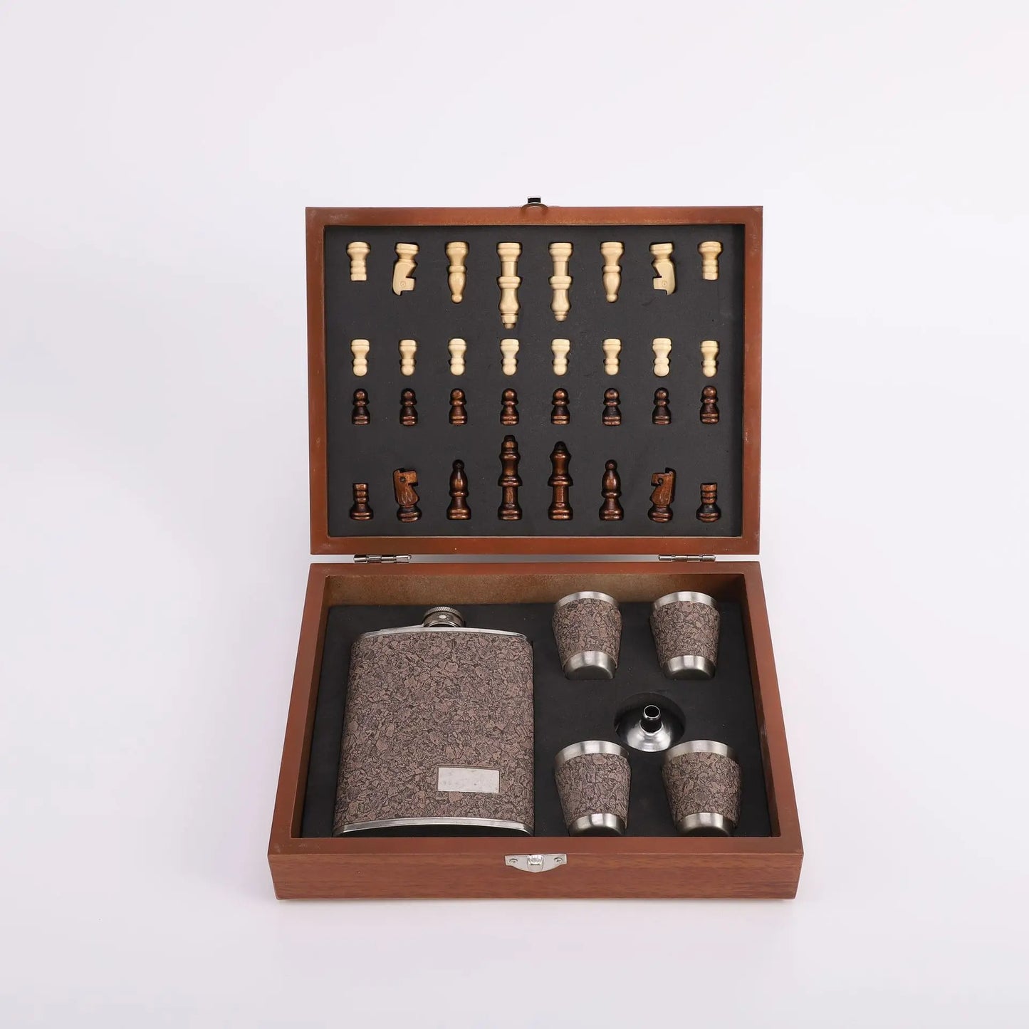 HookUpCo. Leather Hip Flask Gift Set with Box