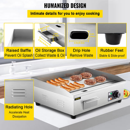 HookUpCo. 14"-22" Electric Griddle
