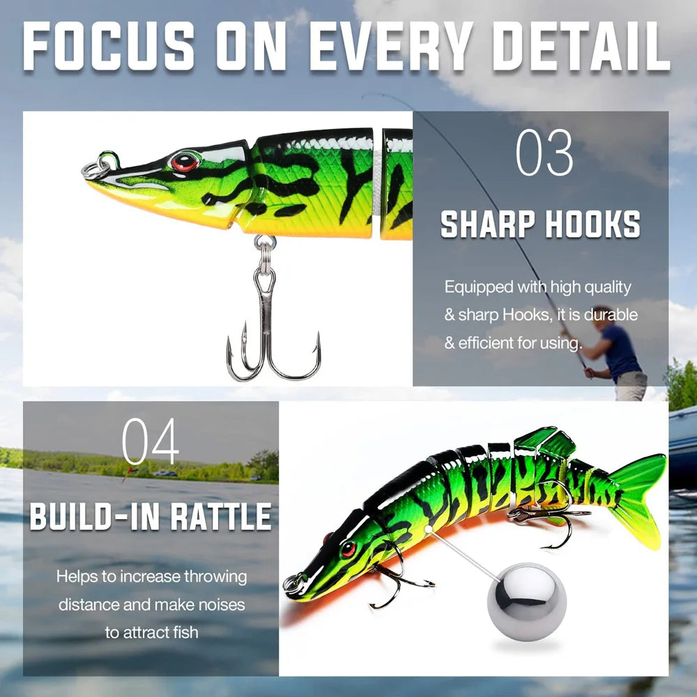 HookUpCo. Multi-Jointed Fishing Lures for Bass