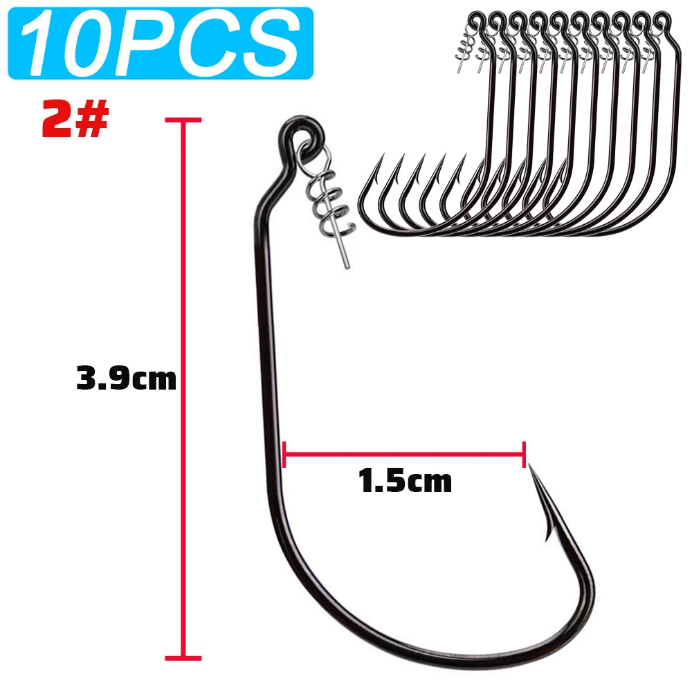 HookUpCo. 10-Pack Sharp Offset Worm Hooks - HookUpCo.