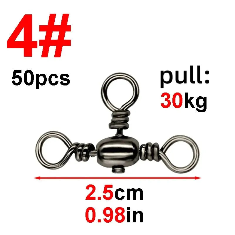 HookUpCo. 50-Piece T-Swivel Fishing Connectors