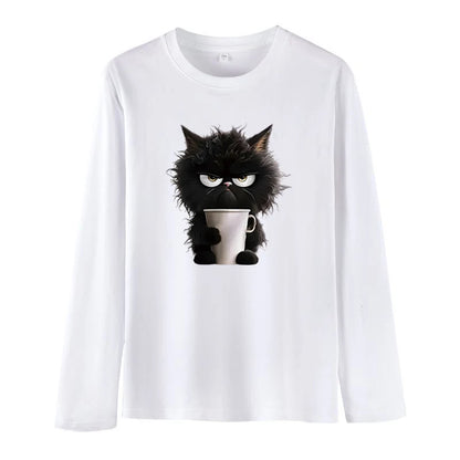 Oversized Funny Cat Graphic Tee for Women - Summer Casual Top