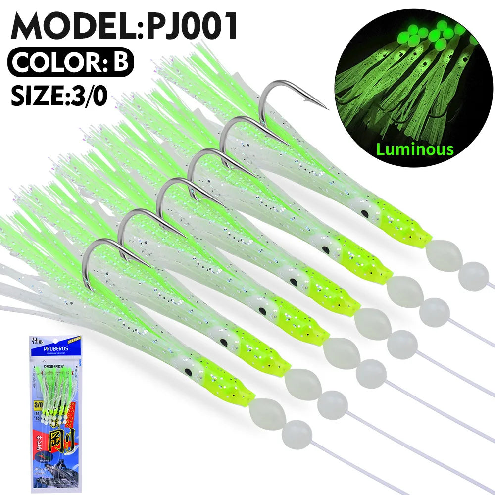 Luminous Soft Eel Sabiki Rigs for Saltwater Fishing Tackle