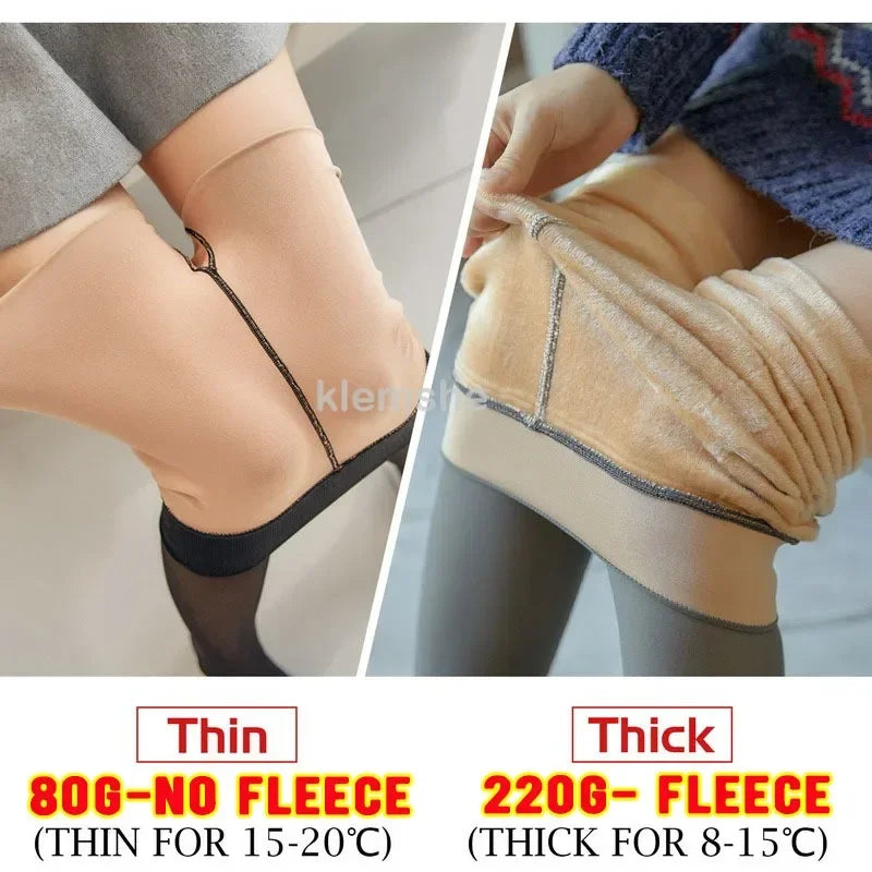Winter Warm Mesh Leggings - High Waist Translucent Tights