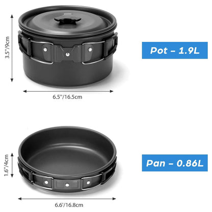 HookUpCo. Compact Camping Cookware Set for Two - HookUpCo.