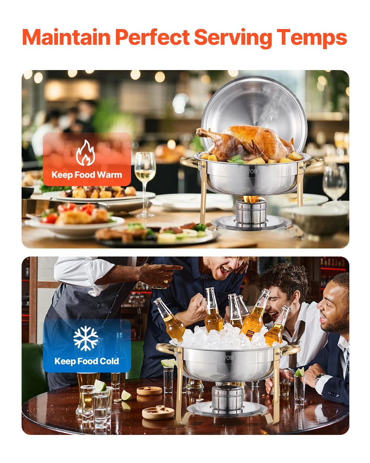 HookUpCo. Stainless Steel Chafers