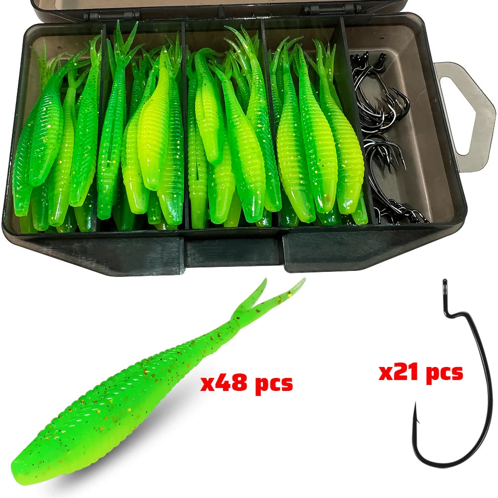 HookUpCo. 70-Piece Soft Lure Set - HookUpCo.