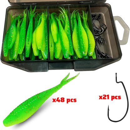 HookUpCo. 70-Piece Soft Lure Set - HookUpCo.