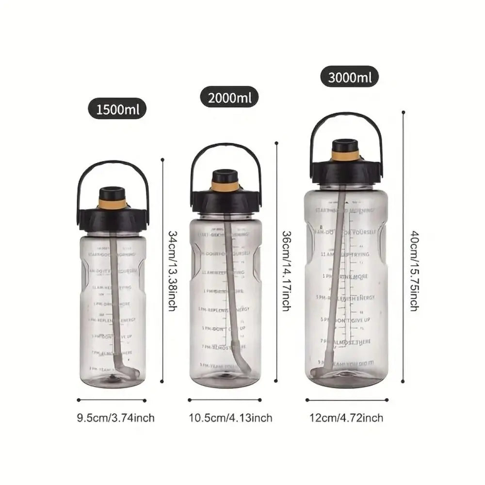 Large Capacity Leak-Proof Water Bottle with Time Markers