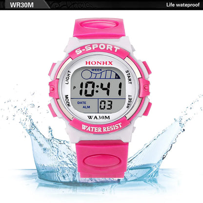 Waterproof LED Sports Watch for Kids with Alarm and Date