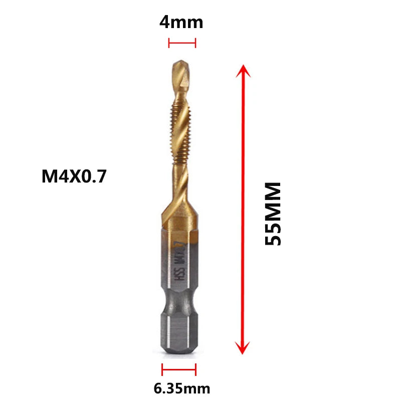 HookUpCo. Titanium Hex Shank Metric Tap Drill Bit Set