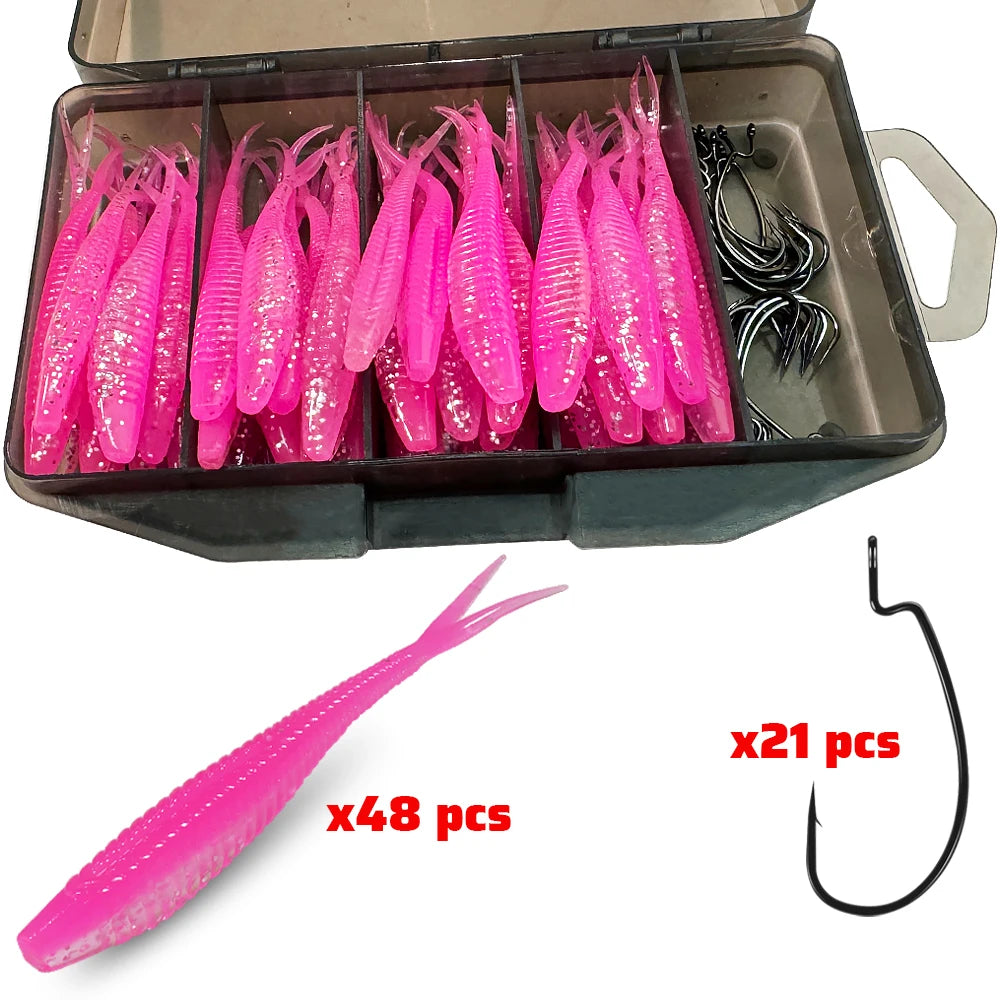 HookUpCo. 70-Piece Soft Lure Set - HookUpCo.