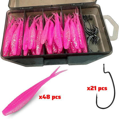 HookUpCo. 70-Piece Soft Lure Set - HookUpCo.