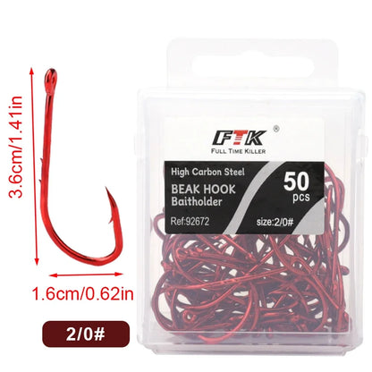 HookUpCo. Premium Red Barbed Fishing Hooks - HookUpCo.