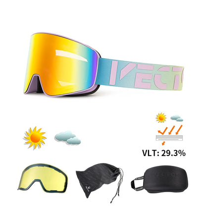 HookUpCo. Double Layer Anti-Fog Ski Goggles with UV400 Protection