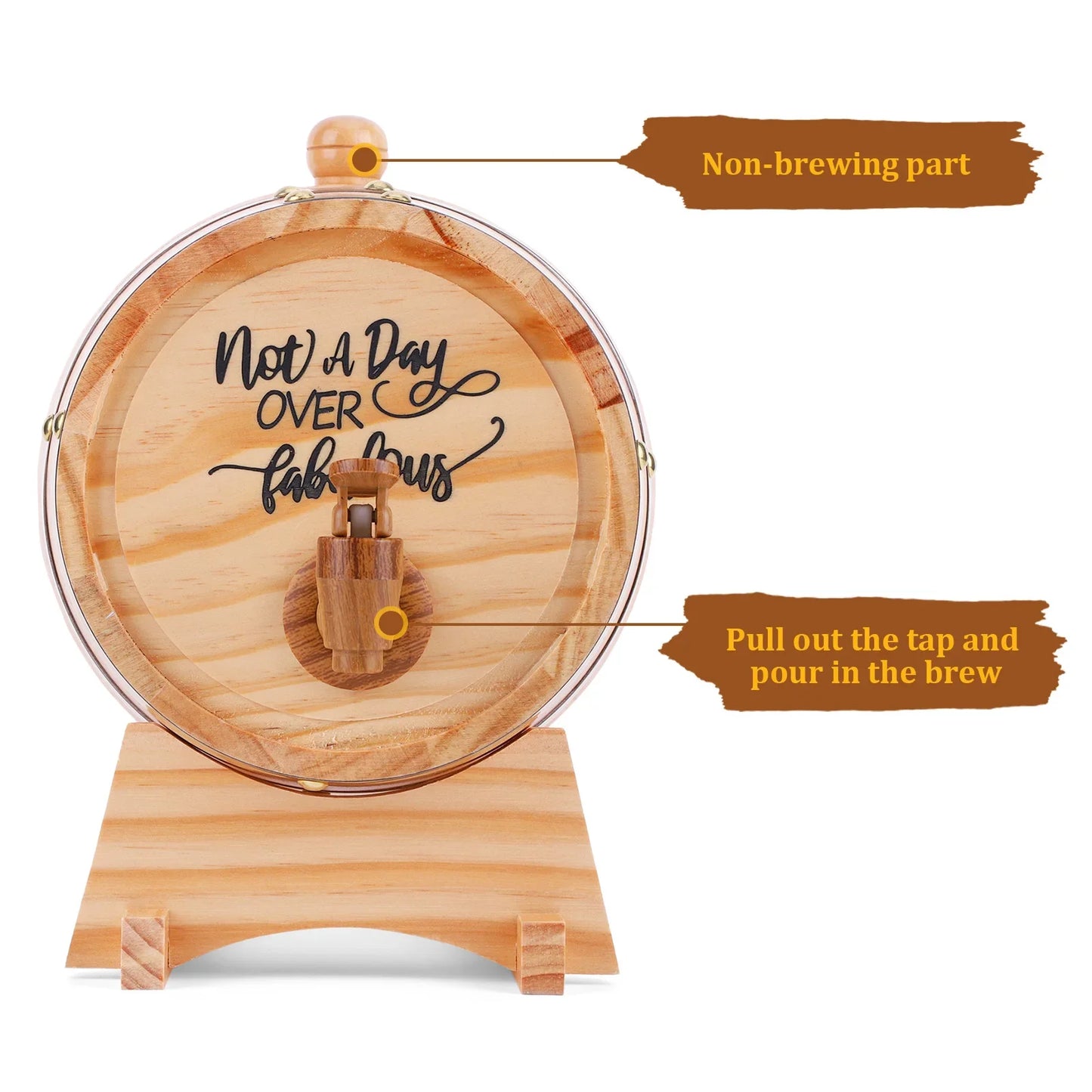 3L Wooden Whiskey Barrel with Stand and Spigot