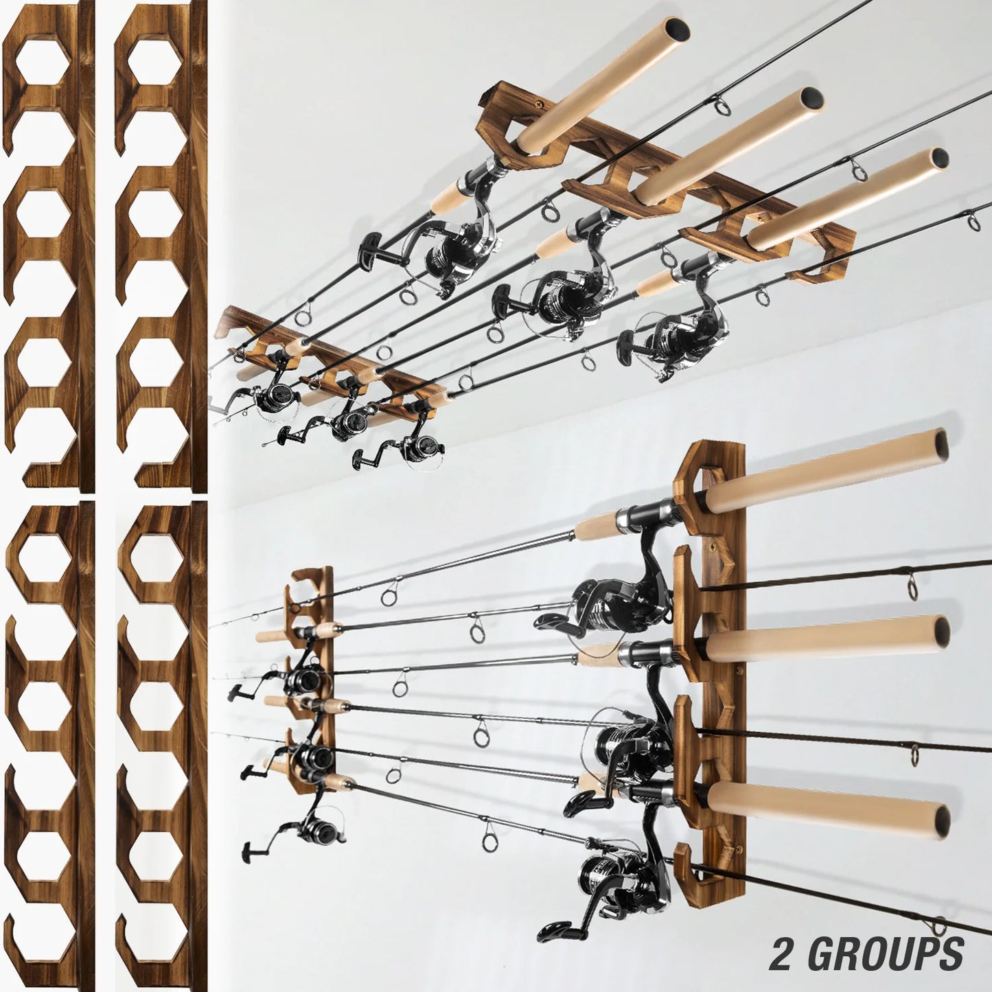 HookUpCo. Fishing Rod Rack for Garage Storage - HookUpCo.