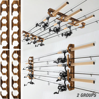 HookUpCo. Fishing Rod Rack for Garage Storage - HookUpCo.