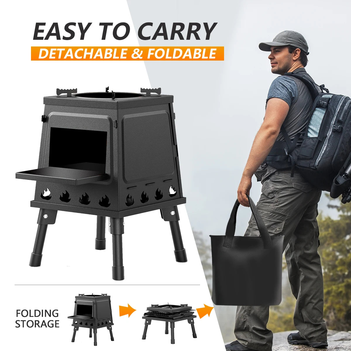 Portable Cast Iron Wood Stove
