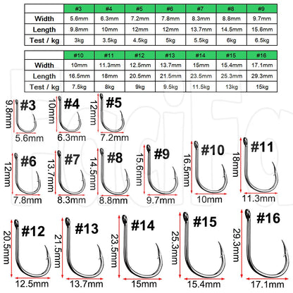 100 Premium Offset Circle Hooks for Fishing Tackle Set