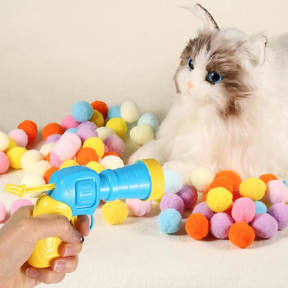 Interactive Plush Ball Cat Toy with Mini Shooting Gun