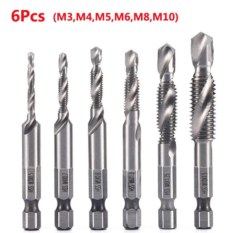 HookUpCo. Titanium Hex Shank Metric Tap Drill Bit Set