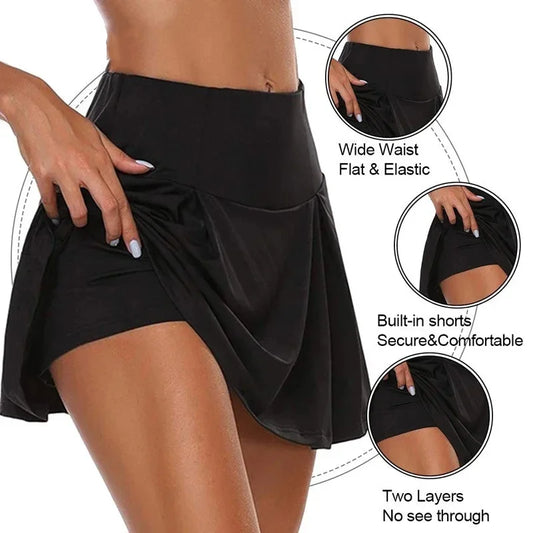 High-Waisted Pleated Yoga Skirt for Outdoor Fitness Wear