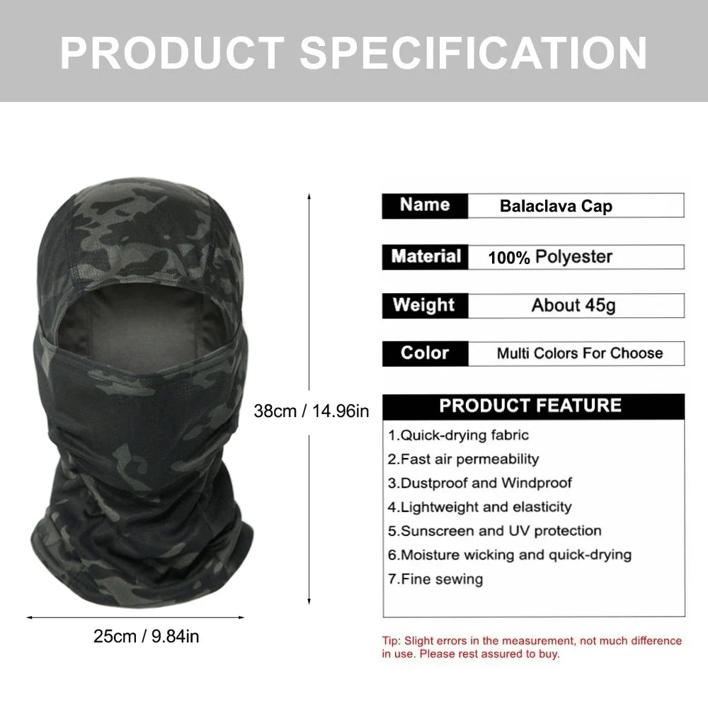 Camouflage Full Face Balaclava for Outdoor Sports and Cycling