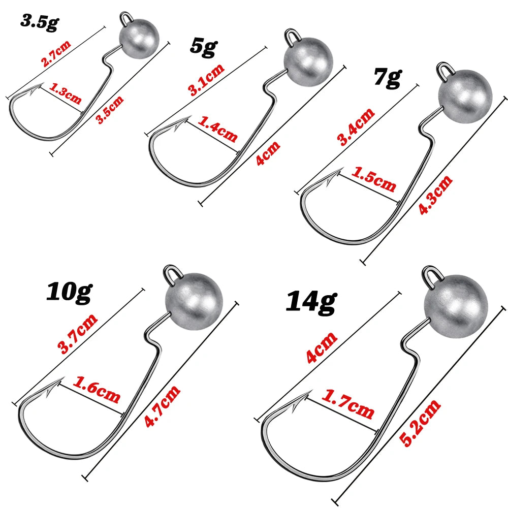 HookUpCo. Sharp Barbed Jig Head Fishing Hooks - HookUpCo.