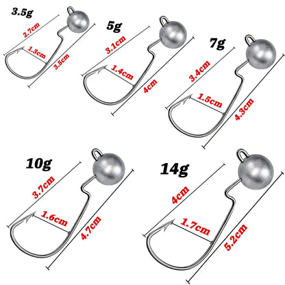 HookUpCo. Sharp Barbed Jig Head Fishing Hooks - HookUpCo.