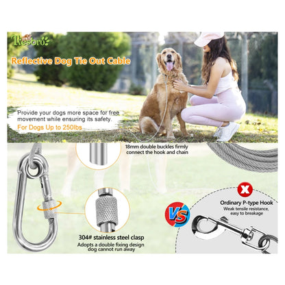 Double-Headed Dog Tie Out Cable Leash with Metal Buckle
