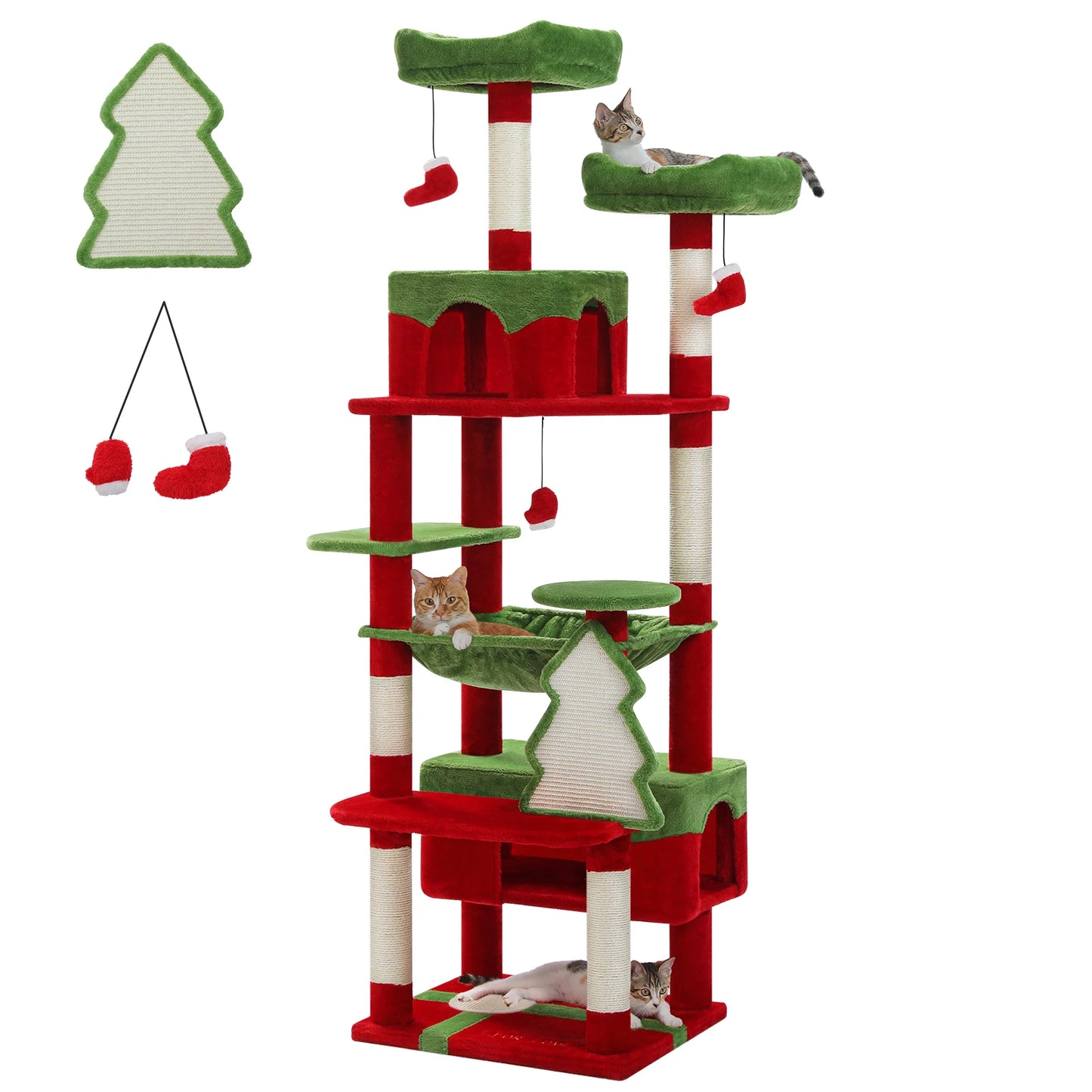 HookUpCo. Large Cat Tree with Hammock and Scratching Posts