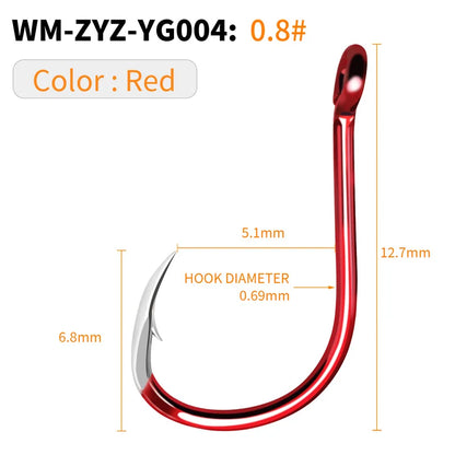 HookUpCo. Sharp Red Fishing Hooks, 16 Sizes - HookUpCo.