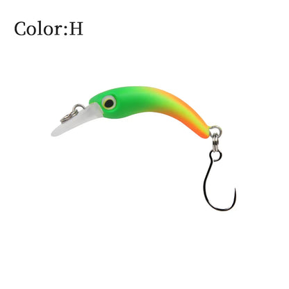 Green and orange fishing lure with hook, outdoor fishing gear on white background