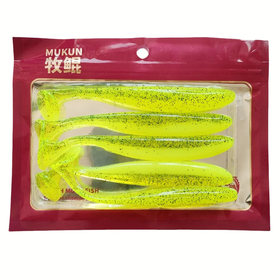 HookUpCo. 5pcs Silicone T-Tail Fishing Lures - HookUpCo.