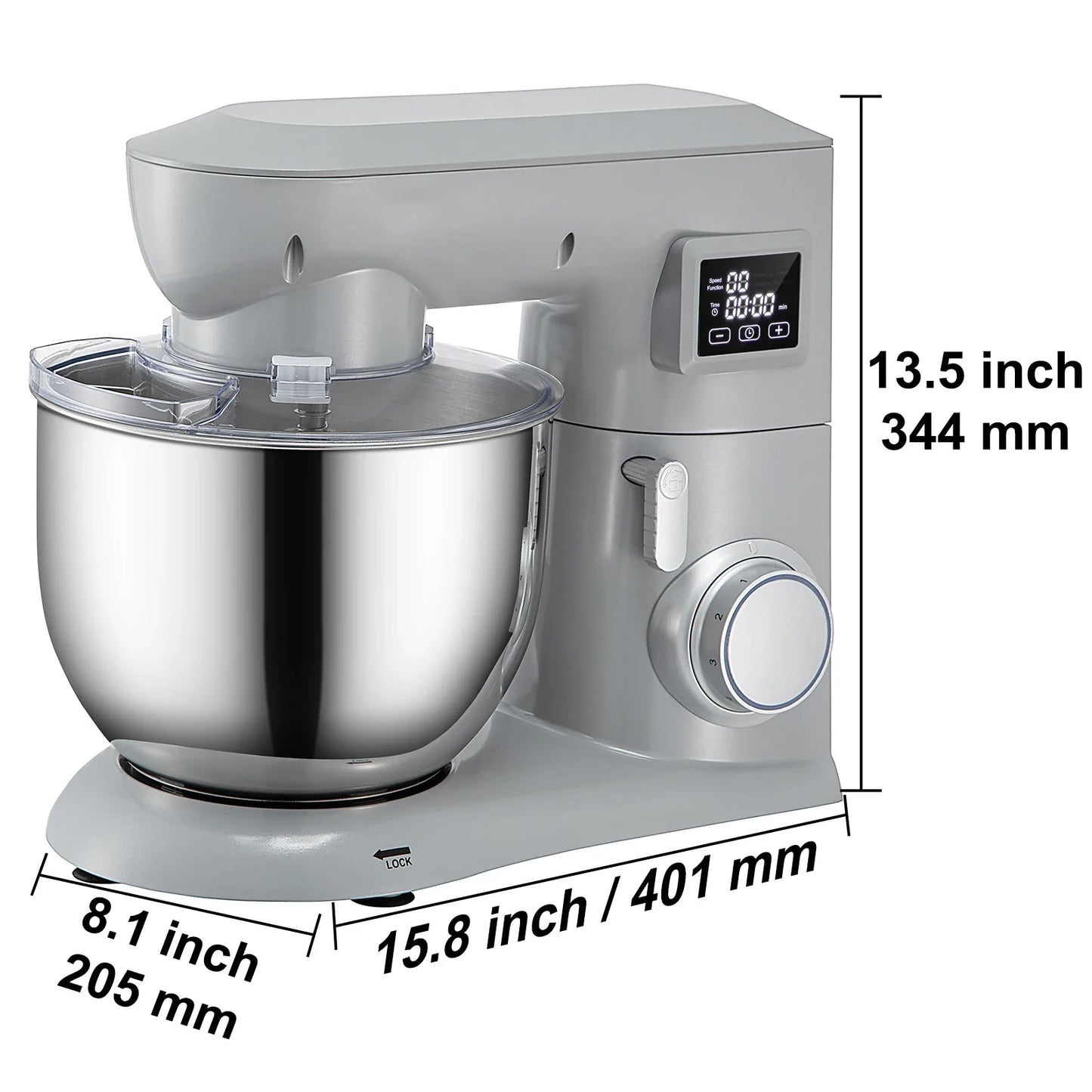 HookUpCo. 5-in-1 Stand Mixer with 6 Speeds and LCD Timer