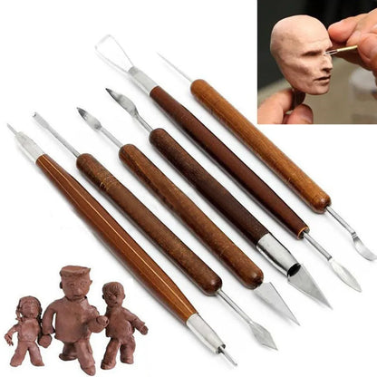 6-Piece Pottery Tool Set with Double-Ended Wire Knives