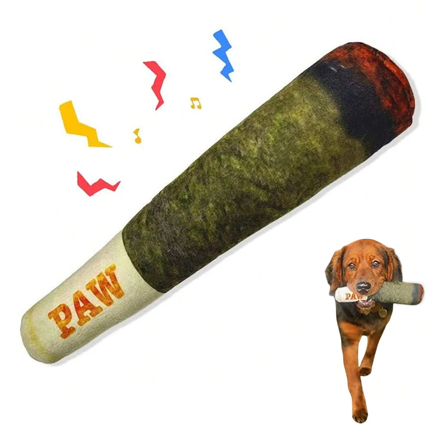 HookUpCo. Cigar Plush Squeaky Dog Chew Toy
