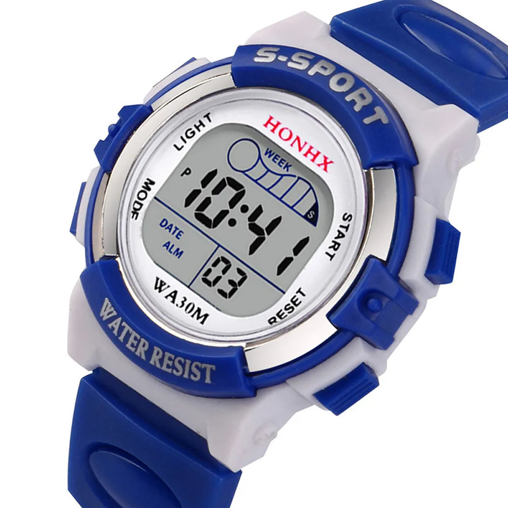Waterproof LED Sports Watch for Kids with Alarm and Date