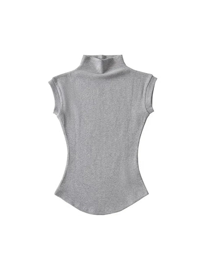 Slim Fit Sleeveless Turtleneck Summer Tops for Women