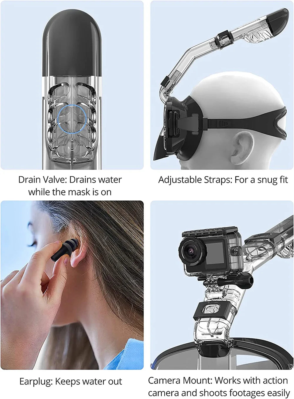 Diving Snorkeling Half Face Anti Fog Swimming Facemask Snorkel Set