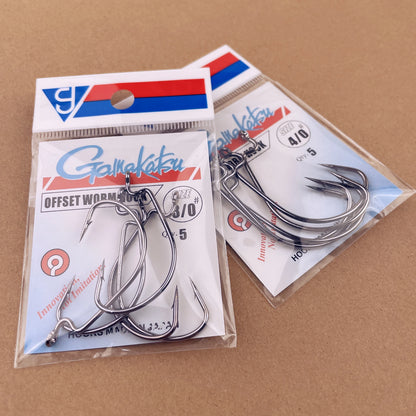 HookUpCo. 10-Piece Offset Worm Fishing Hooks - HookUpCo.