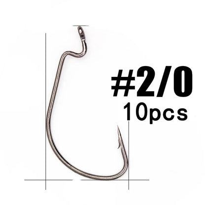 HookUpCo. 10-Piece Offset Worm Fishing Hooks - HookUpCo.