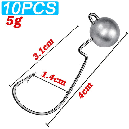 HookUpCo. Sharp Barbed Jig Head Fishing Hooks - HookUpCo.