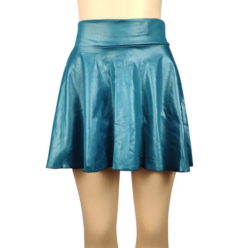 High Waist Faux Leather A-Line Mini Skirt for Women