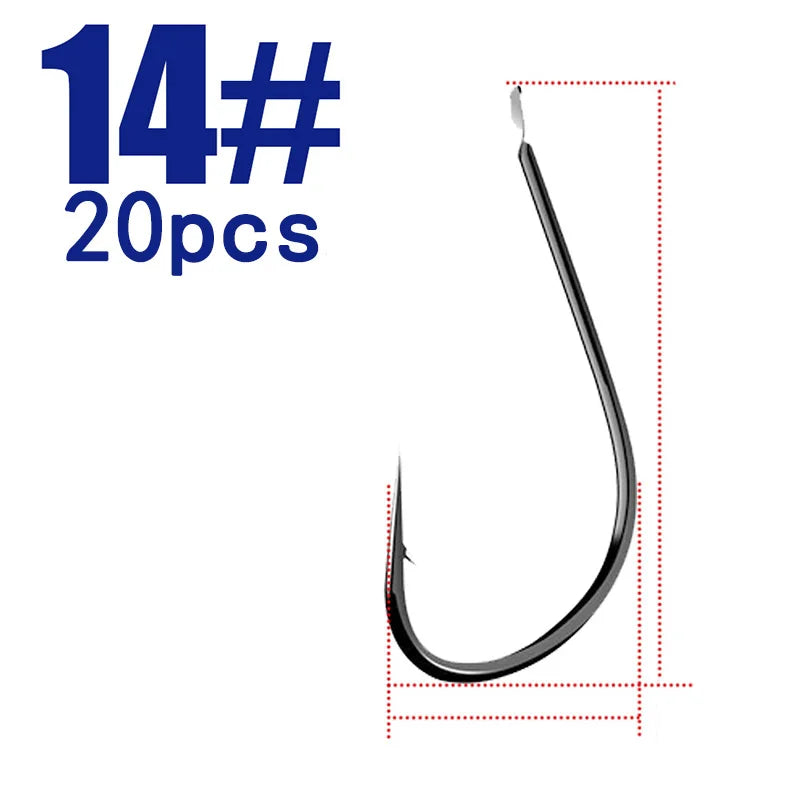 HookUpCo. 20-Pack Black Carp Fishing Hooks - HookUpCo.