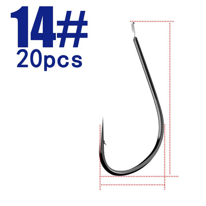 HookUpCo. 20-Pack Black Carp Fishing Hooks - HookUpCo.