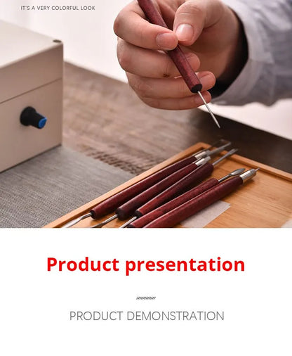 6-Piece Pottery Tool Set with Double-Ended Wire Knives