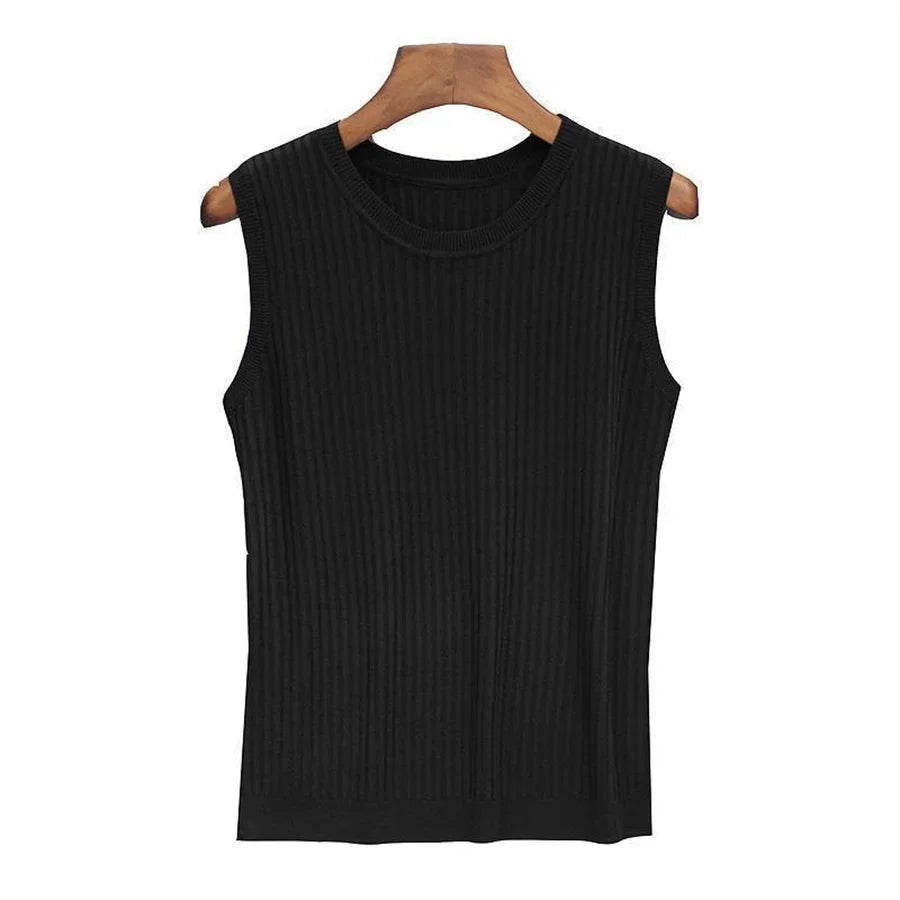 Summer Sleeveless Knit Blouse for Women - Casual Comfort Wear