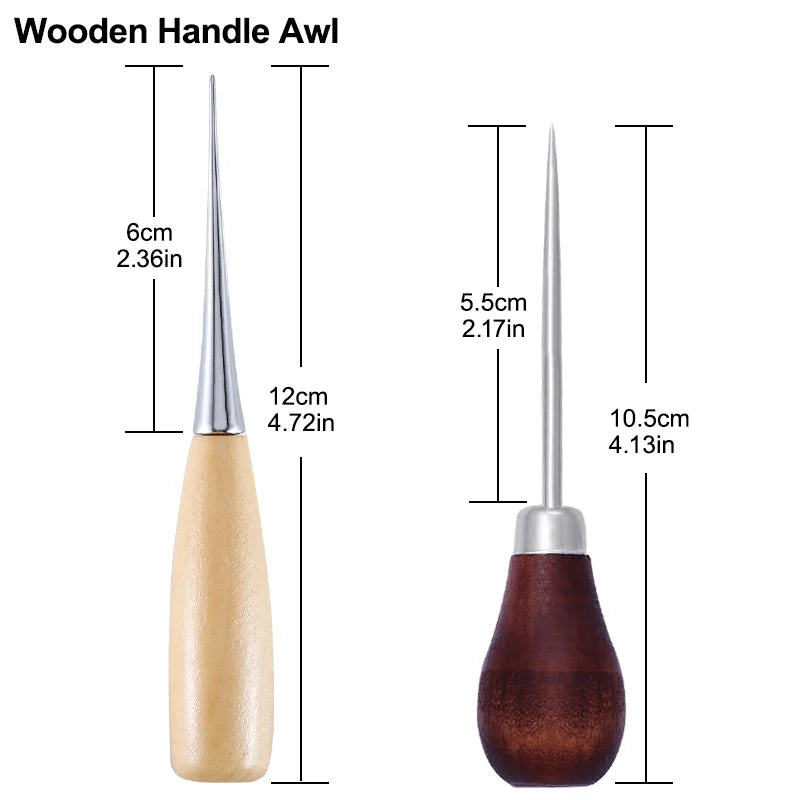 DIY Wooden Handle Awl Tool for Leather Craft and Repairs